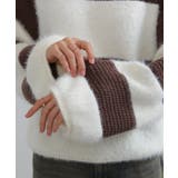 シャギーボーダー ショート丈ボリューム袖ニット | Pumpkin Port | 詳細画像31