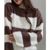 シャギーボーダー ショート丈ボリューム袖ニット | Pumpkin Port | 詳細画像6