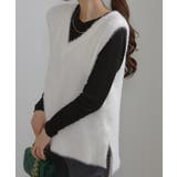 シャギーニット サイドスリット Vネック ベスト | Pumpkin  Port | 詳細画像19 