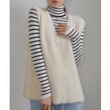 シャギーニット サイドスリット Vネック ベスト | Pumpkin  Port | 詳細画像9 