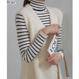 ベージュ | シャギーニット サイドスリット Vネック ベスト | Pumpkin  Port