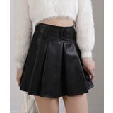 ベルト付 合成皮革 プリーツミニスカート インパン付 | Pumpkin  Port | 詳細画像9 