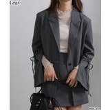 グレー | 上下2点セット リボン付きテーラードジャケット+ミニスカパン セットアップ | Pumpkin Port