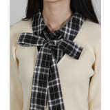 リブ×チェックプリーツ フェイクレイヤード リボン付きトップス（リボン取り外し可… | Pumpkin  Port | 詳細画像28 