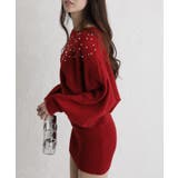 パール×ビジュー 付 ドルマン袖 ニットミニワンピース  | Pumpkin  Port | 詳細画像13 