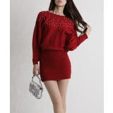 パール×ビジュー 付 ドルマン袖 ニットミニワンピース  | Pumpkin  Port | 詳細画像17 