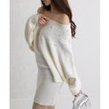 パール×ビジュー 付 ドルマン袖 ニットミニワンピース  | Pumpkin  Port | 詳細画像21 