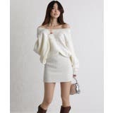 パール×ビジュー 付 ドルマン袖 ニットミニワンピース  | Pumpkin  Port | 詳細画像25 