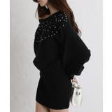 パール×ビジュー 付 ドルマン袖 ニットミニワンピース  | Pumpkin  Port | 詳細画像32 