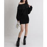 パール×ビジュー 付 ドルマン袖 ニットミニワンピース  | Pumpkin  Port | 詳細画像33 