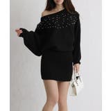 パール×ビジュー 付 ドルマン袖 ニットミニワンピース  | Pumpkin  Port | 詳細画像34 