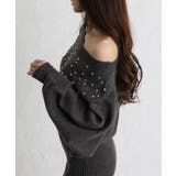 パール×ビジュー 付 ドルマン袖 ニットミニワンピース  | Pumpkin  Port | 詳細画像4 