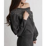 パール×ビジュー 付 ドルマン袖 ニットミニワンピース  | Pumpkin  Port | 詳細画像6 