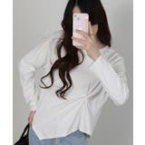 ワンポイント プレート付 裏起毛 アシメデザイン 長袖Tシャツ | Pumpkin  Port | 詳細画像16 