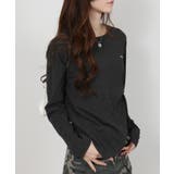 ワンポイント プレート付 裏起毛 アシメデザイン 長袖Tシャツ | Pumpkin  Port | 詳細画像27 