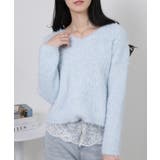 ラメ シャギー Vネック 長袖ニット トップス | Pumpkin Port | 詳細画像17