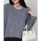 ラメ シャギー Vネック 長袖ニット トップス | Pumpkin Port | 詳細画像23