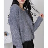 ラメ シャギー Vネック 長袖ニット トップス | Pumpkin Port | 詳細画像27