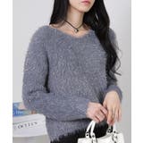 ラメ シャギー Vネック 長袖ニット トップス | Pumpkin Port | 詳細画像28