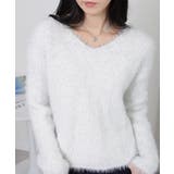 ラメ シャギー Vネック 長袖ニット トップス | Pumpkin Port | 詳細画像4