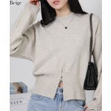 ベージュ | 裾ハーフジップ ニットソー トップス | Pumpkin  Port