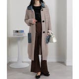 ケーブルニット デニム使い ビッグボタン ロングカーデ | Pumpkin  Port | 詳細画像19 