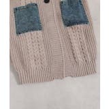 ケーブルニット デニム使い ビッグボタン ロングカーデ | Pumpkin  Port | 詳細画像28 