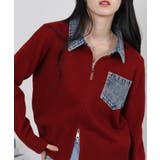 デニム使い Wジップ 襟付きカーディガン | Pumpkin Port | 詳細画像10