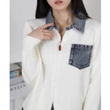 デニム使い Wジップ 襟付きカーディガン | Pumpkin Port | 詳細画像14