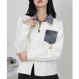 デニム使い Wジップ 襟付きカーディガン | Pumpkin Port | 詳細画像16