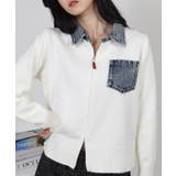 デニム使い Wジップ 襟付きカーディガン | Pumpkin Port | 詳細画像17