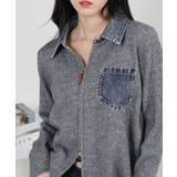 デニム使い Wジップ 襟付きカーディガン | Pumpkin Port | 詳細画像19