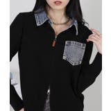 デニム使い Wジップ 襟付きカーディガン | Pumpkin Port | 詳細画像2