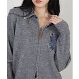 デニム使い Wジップ 襟付きカーディガン | Pumpkin Port | 詳細画像20