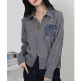 デニム使い Wジップ 襟付きカーディガン | Pumpkin Port | 詳細画像21