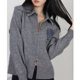 デニム使い Wジップ 襟付きカーディガン | Pumpkin Port | 詳細画像22