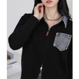 デニム使い Wジップ 襟付きカーディガン | Pumpkin Port | 詳細画像3