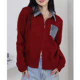 デニム使い Wジップ 襟付きカーディガン | Pumpkin Port | 詳細画像8