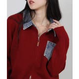 デニム使い Wジップ 襟付きカーディガン | Pumpkin Port | 詳細画像9