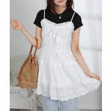 コットン風レース ティアードキャミミニワンピース | Pumpkin  Port | 詳細画像2 