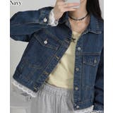 ネイビー | 裾＆袖口レース付きショート丈Gジャン | Pumpkin  Port