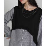 フリルベスト フェイクレイヤード BIGサイズシャツ | Pumpkin  Port | 詳細画像12 