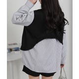 フリルベスト フェイクレイヤード BIGサイズシャツ | Pumpkin  Port | 詳細画像7 