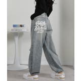 ロゴペイント デニムワイドルーズパンツ | Pumpkin  Port | 詳細画像6 