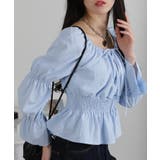 リボンポイント スクエアネック シャーリング ブラウス | Pumpkin  Port | 詳細画像13 