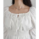 リボンポイント スクエアネック シャーリング ブラウス | Pumpkin  Port | 詳細画像24 