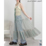 カラーチェック フロントダブルリボンキャミワンピース | Pumpkin  Port | 詳細画像1 