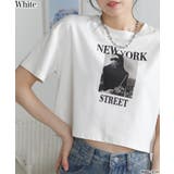 ホワイト | NEW YORK ロゴプリント ショート丈半袖Tシャツ | Pumpkin  Port