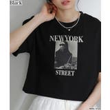 ブラック | NEW YORK ロゴプリント ショート丈半袖Tシャツ | Pumpkin  Port