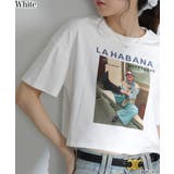 ホワイト | GIRL プリント ショート丈 半袖Tシャツ | Pumpkin  Port